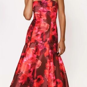 Hutch Strapless Red Floral Dress